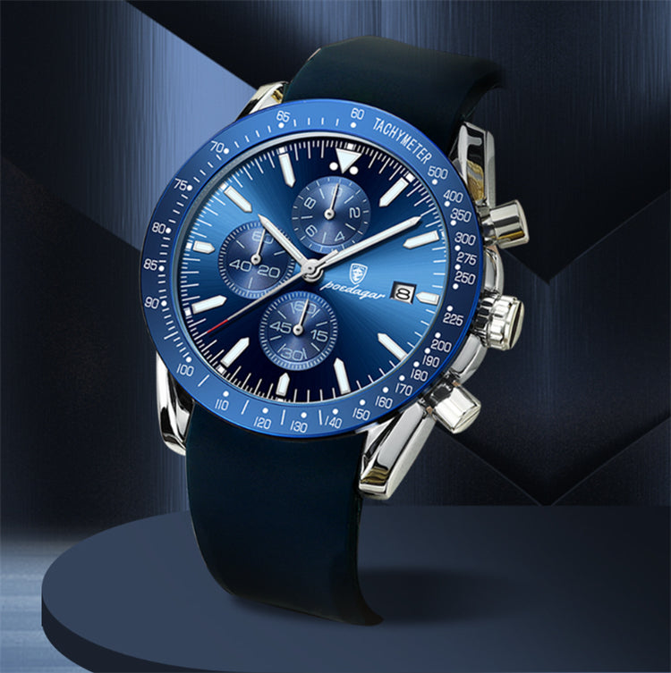 Chronographe Sport, cadran bleu et bracelet silicone
