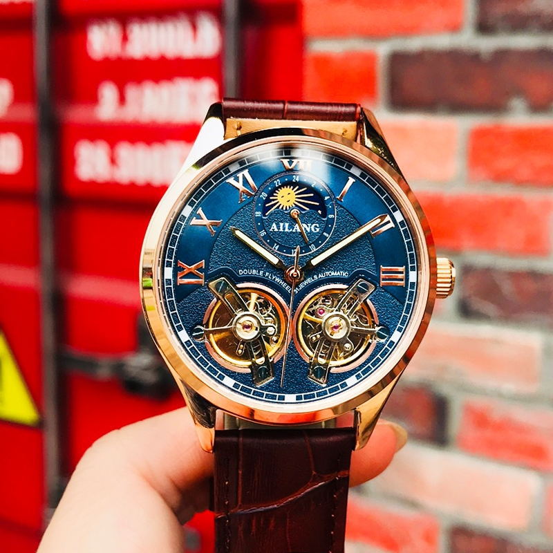 AILANG 8822 automatique rose gold et bleu en situation