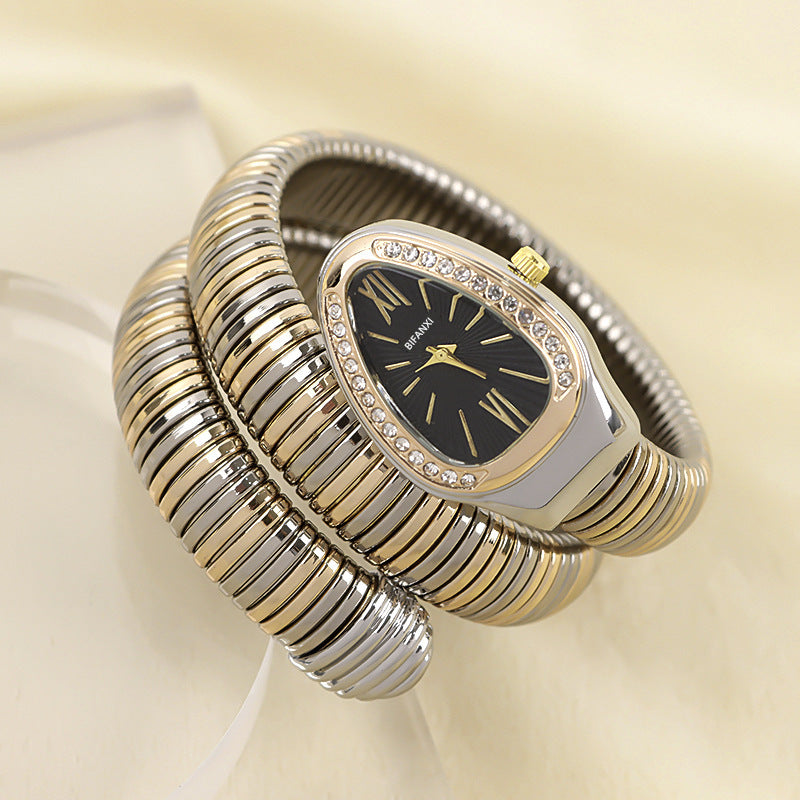 Montre BIFANXI Aura bicolore or argent avec cadran noir