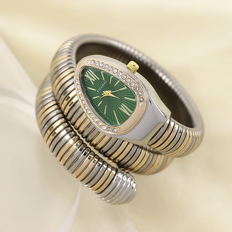 Montre BIFANXI Aura bicolore or argent avec cadran vert