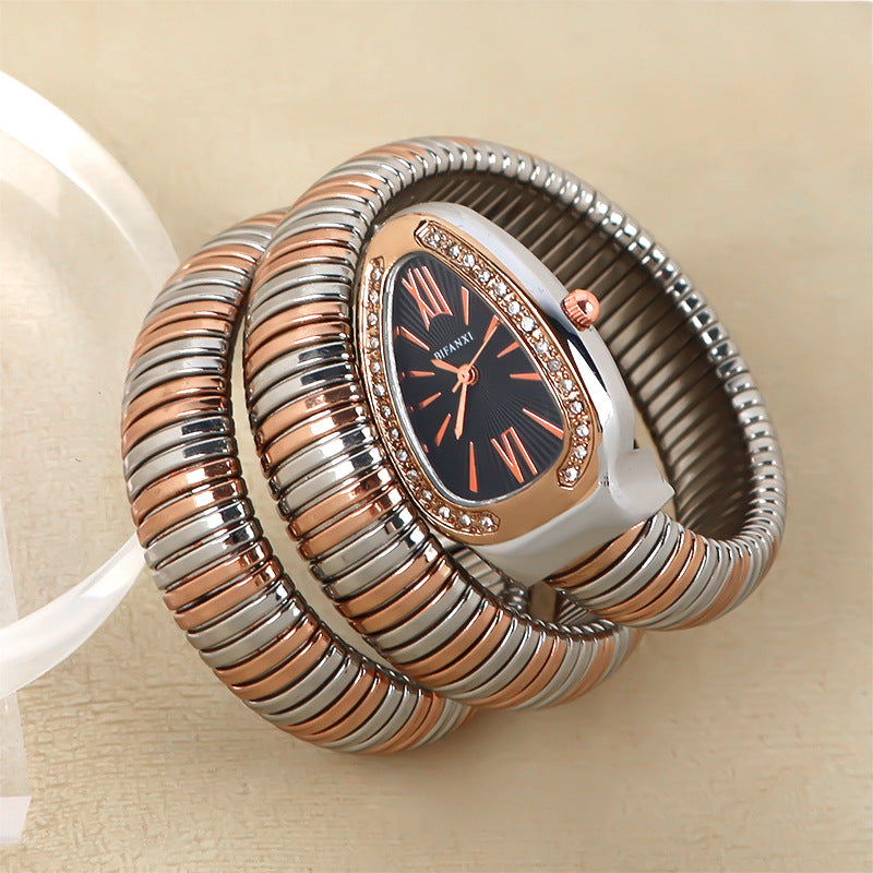 Montre BIFANXI Aura bicolore rose argent avec cadran noir