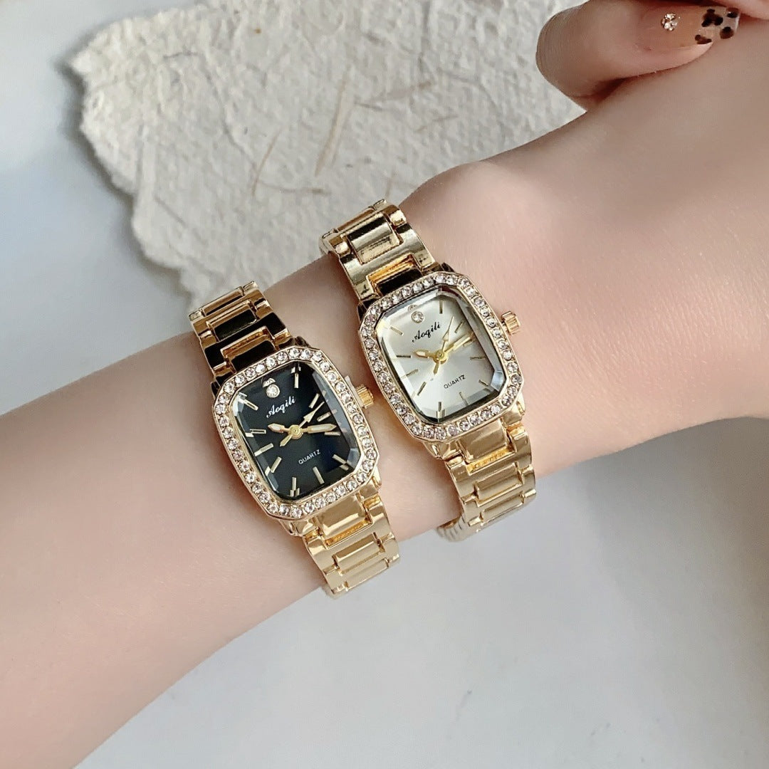 Montres femme Éclat Carré dorées noir et blanc