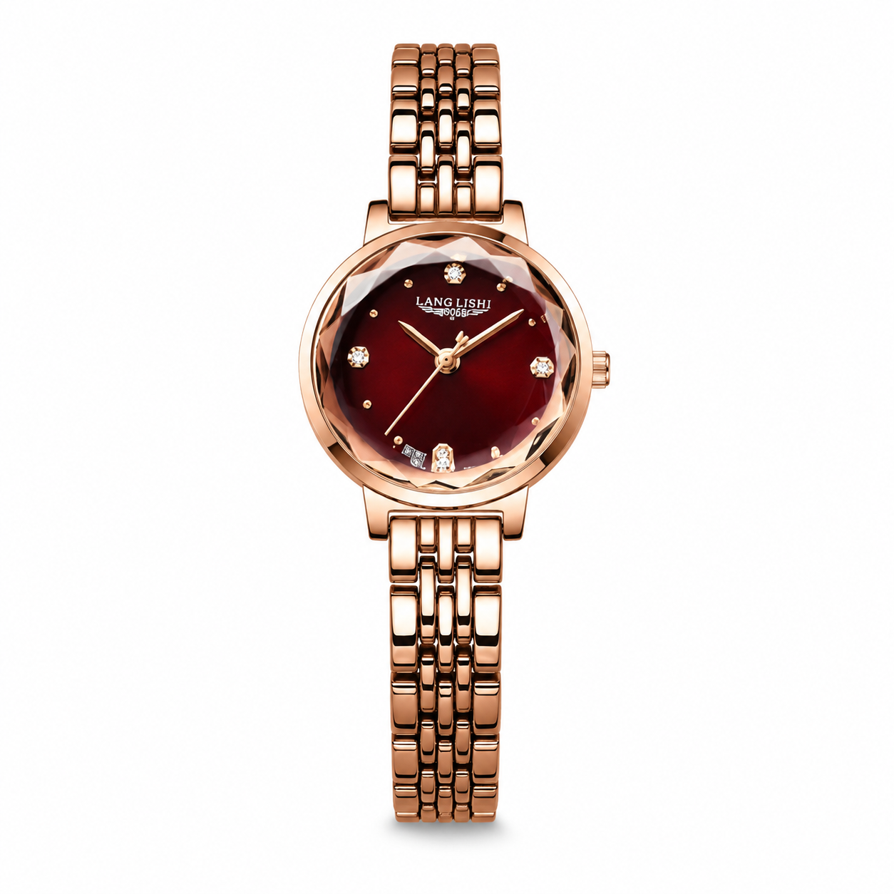 Prisma Rose – montre femme cadran bordeaux sur fond blanc