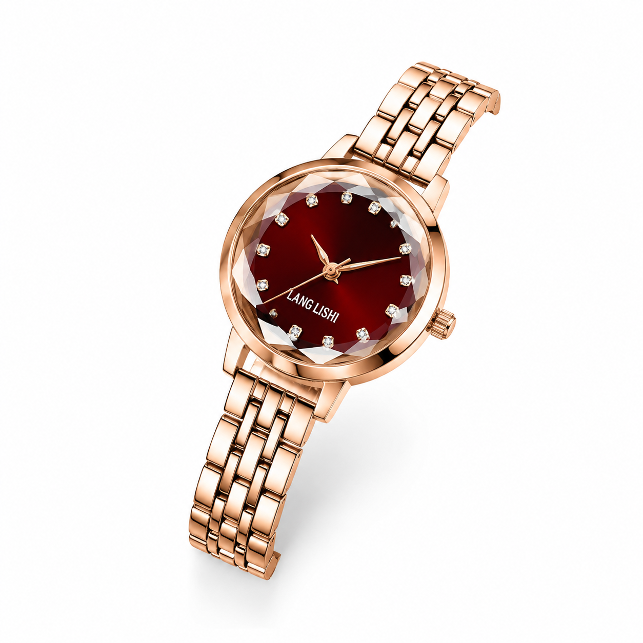 Prisma Rose – montre femme bordeaux vue à plat