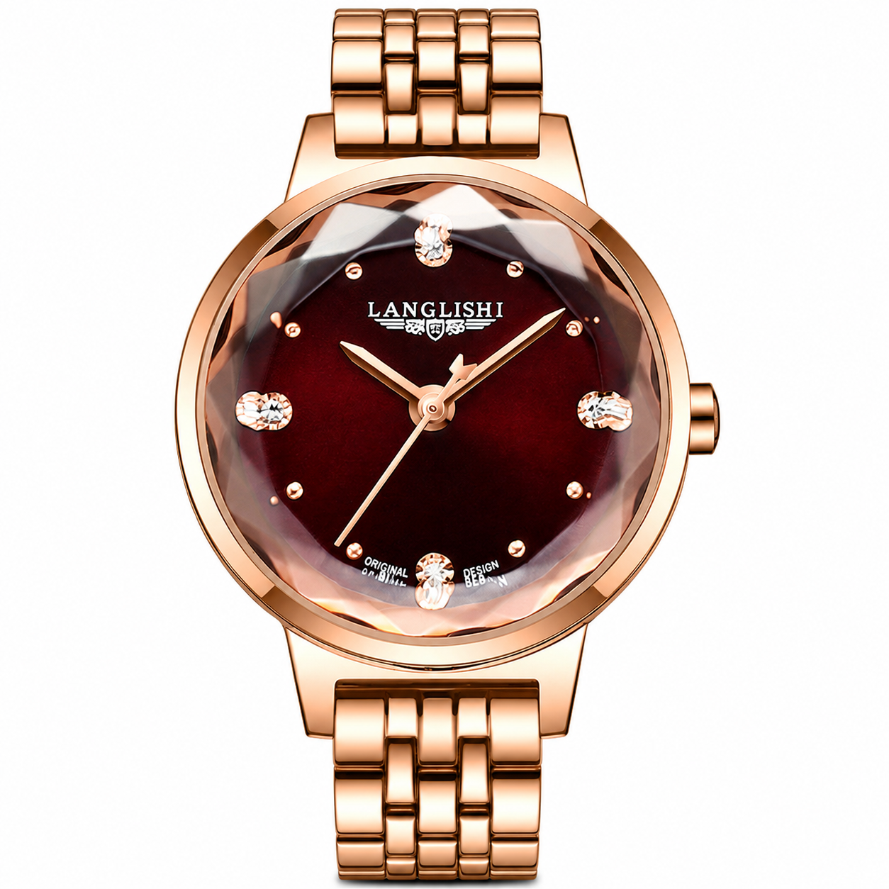 Prisma Rose – détail cadran facetté bordeaux