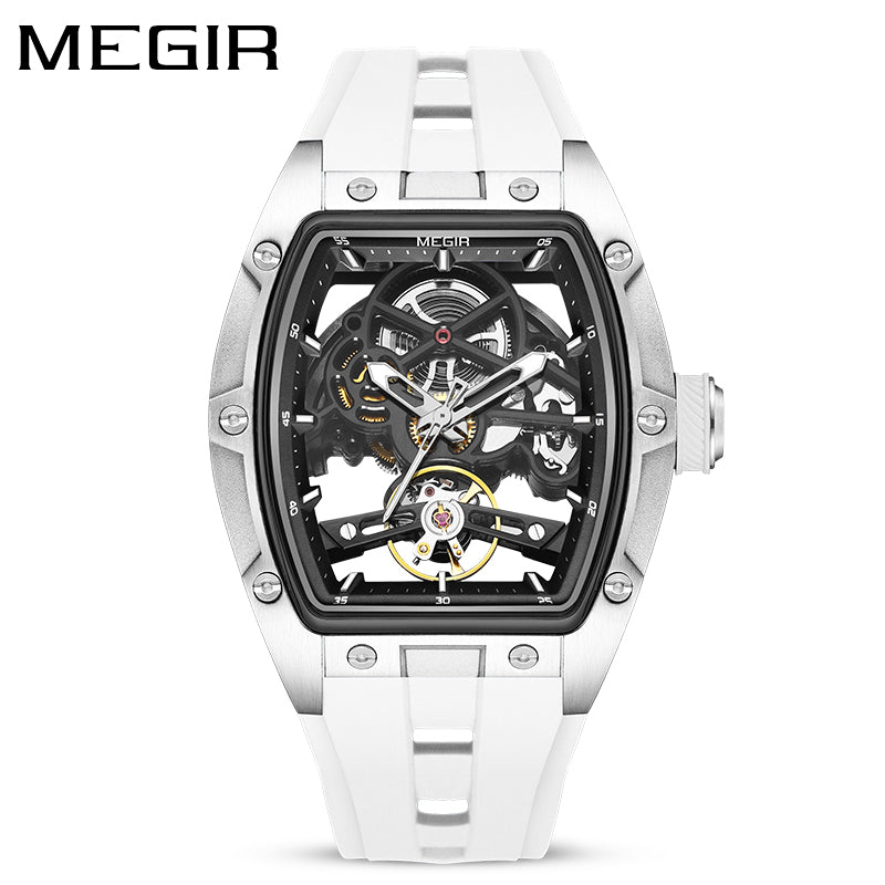 MEGIR 2242 automatique skeleton Blanc Argent vue de face