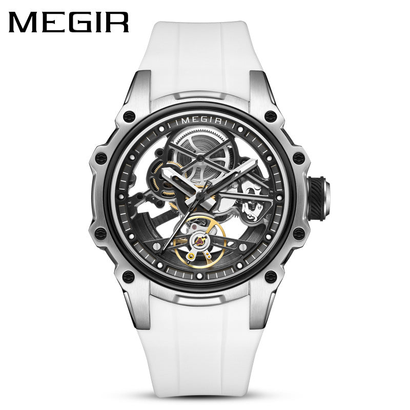 MEGIR 2243 automatique skeleton Blanc Silver vue de face