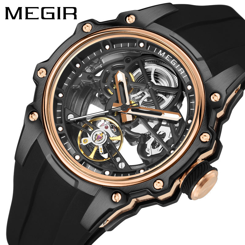 MEGIR 2243 automatique skeleton Noir Or Rose