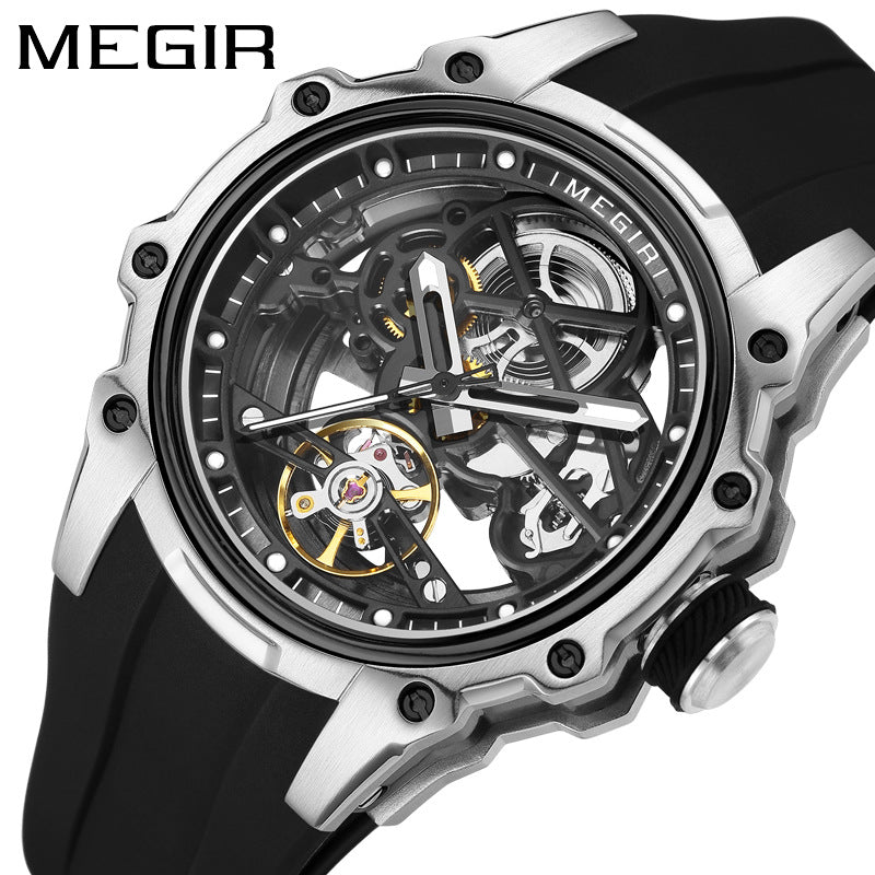 MEGIR 2243 acier Silver bracelet Noir vue rapprochée