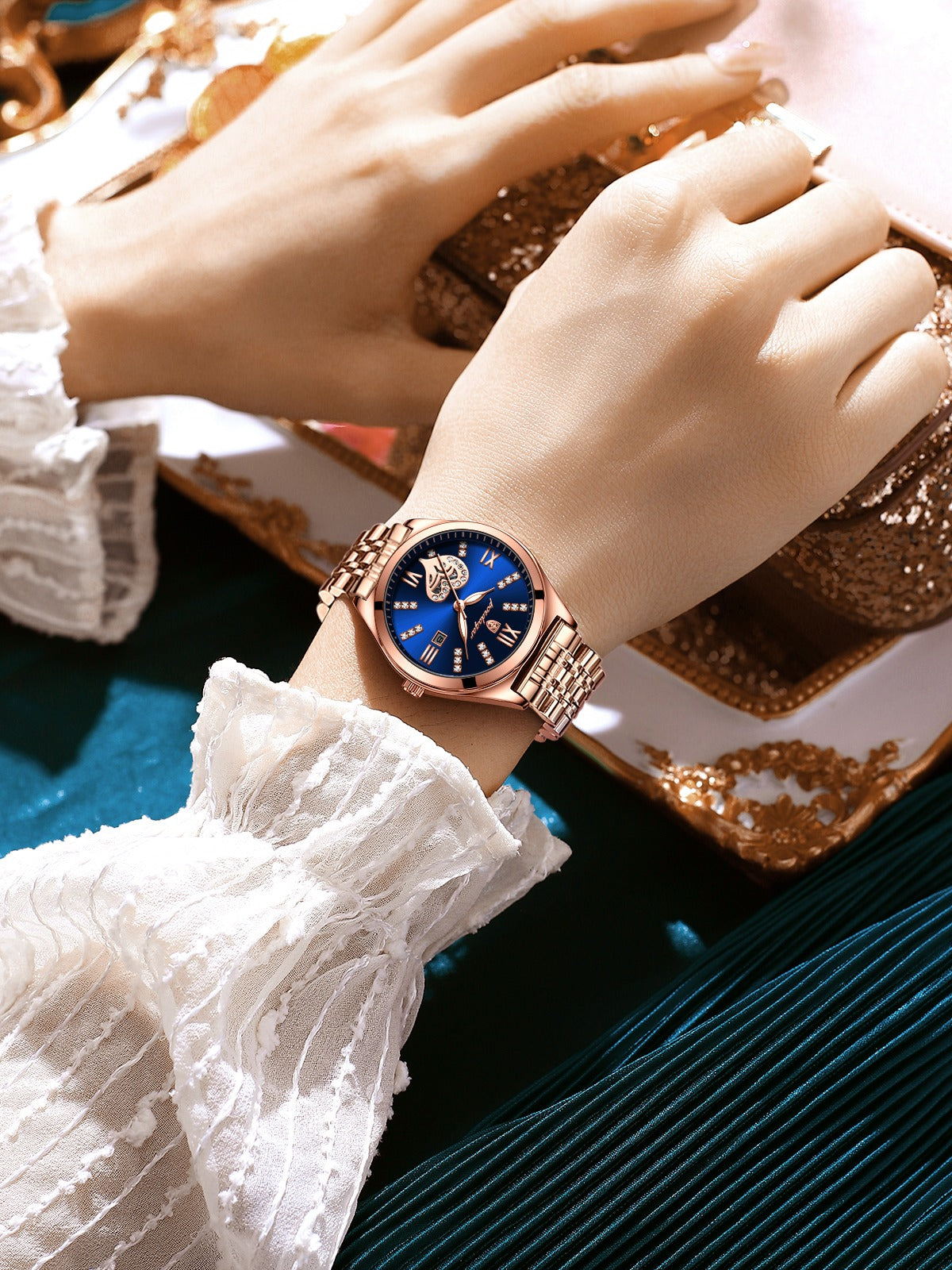 Montre femme POEDAGAR 320 bleu style élégant