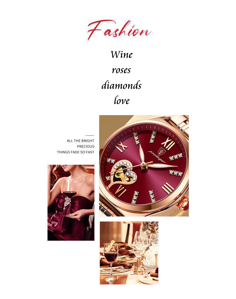 Montre femme POEDAGAR 320 rouge vin inspiration mode