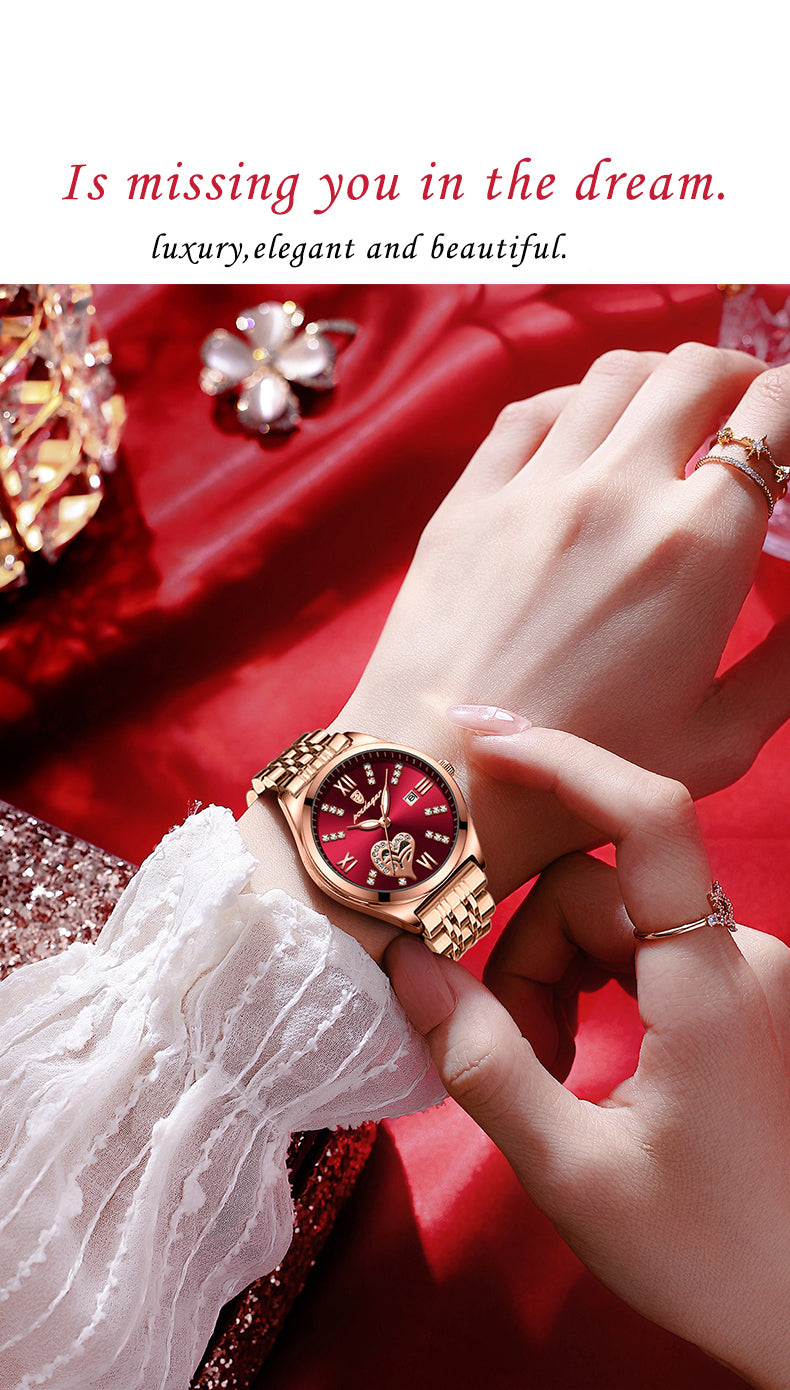 Montre femme POEDAGAR 320 rouge vin style élégant