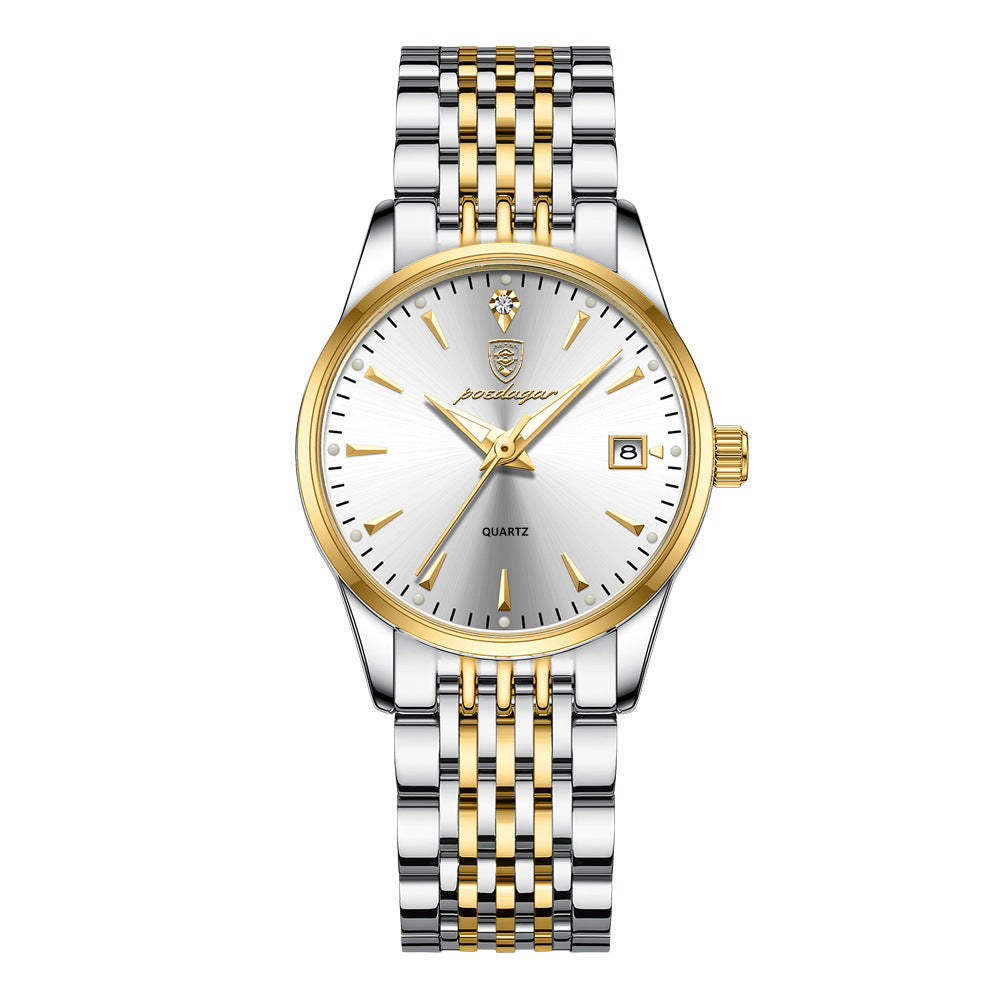 Montre femme POEDAGAR 836L cadran blanc et bracelet bicolore