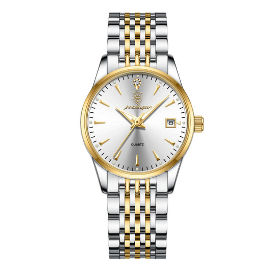 Montre femme Éclat Bicolore, cadran blanc et bracelet acier bicolore