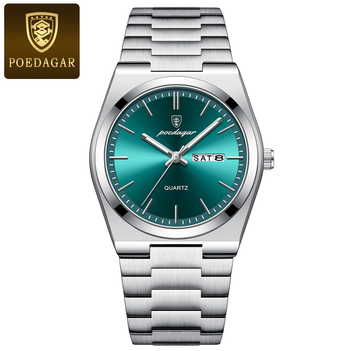 Montre homme Élégance Acier, cadran vert et bracelet acier