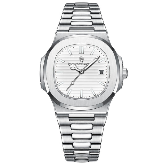 Montre homme Carré Business argent, cadran blanc