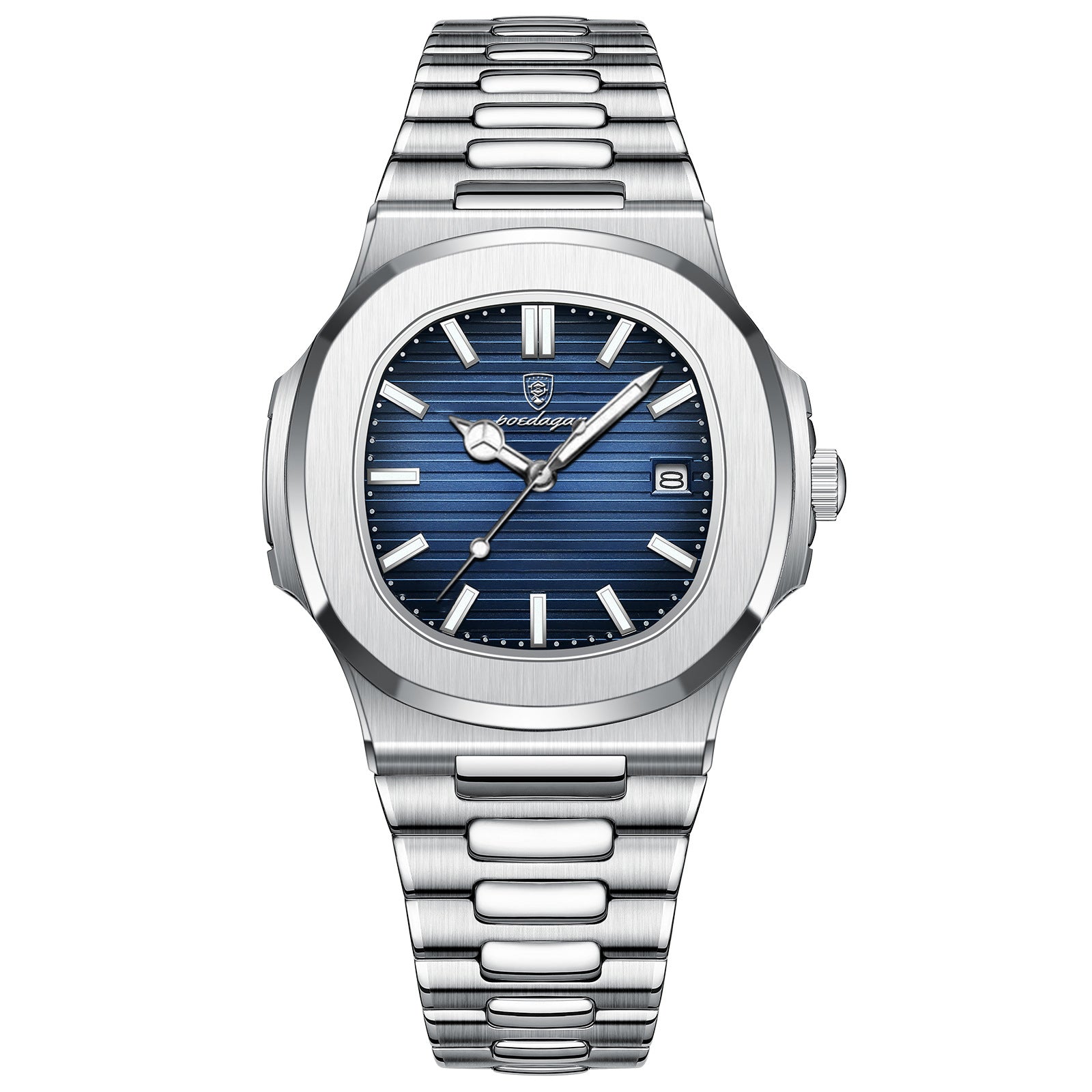 POEDAGAR carrée argent cadran bleu