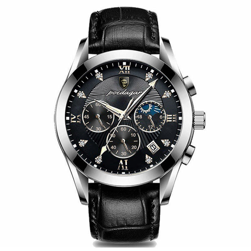 POEDAGAR Prestige Multifonction argent bracelet noir